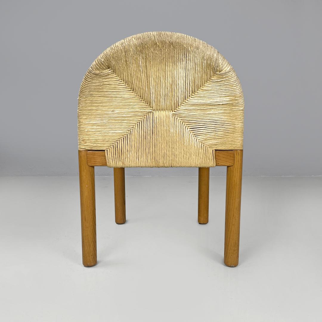 Sillas modernas italianas de madera de paja Ciambotto De Pas D'urbino Lomazzi Pozzi, Años 70 finales del siglo XX en venta