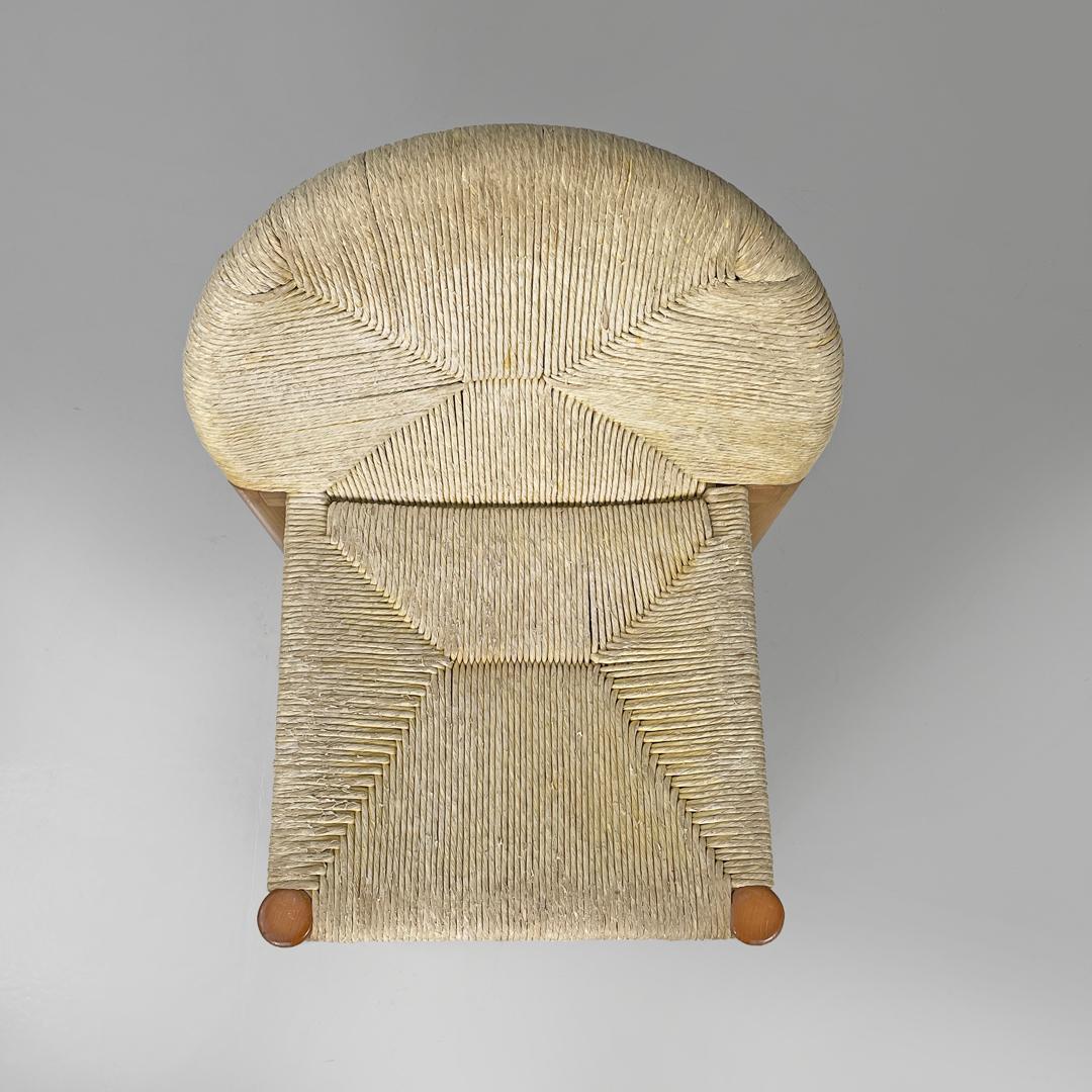 Sillas modernas italianas de madera de paja Ciambotto De Pas D'urbino Lomazzi Pozzi, Años 70 Paja en venta
