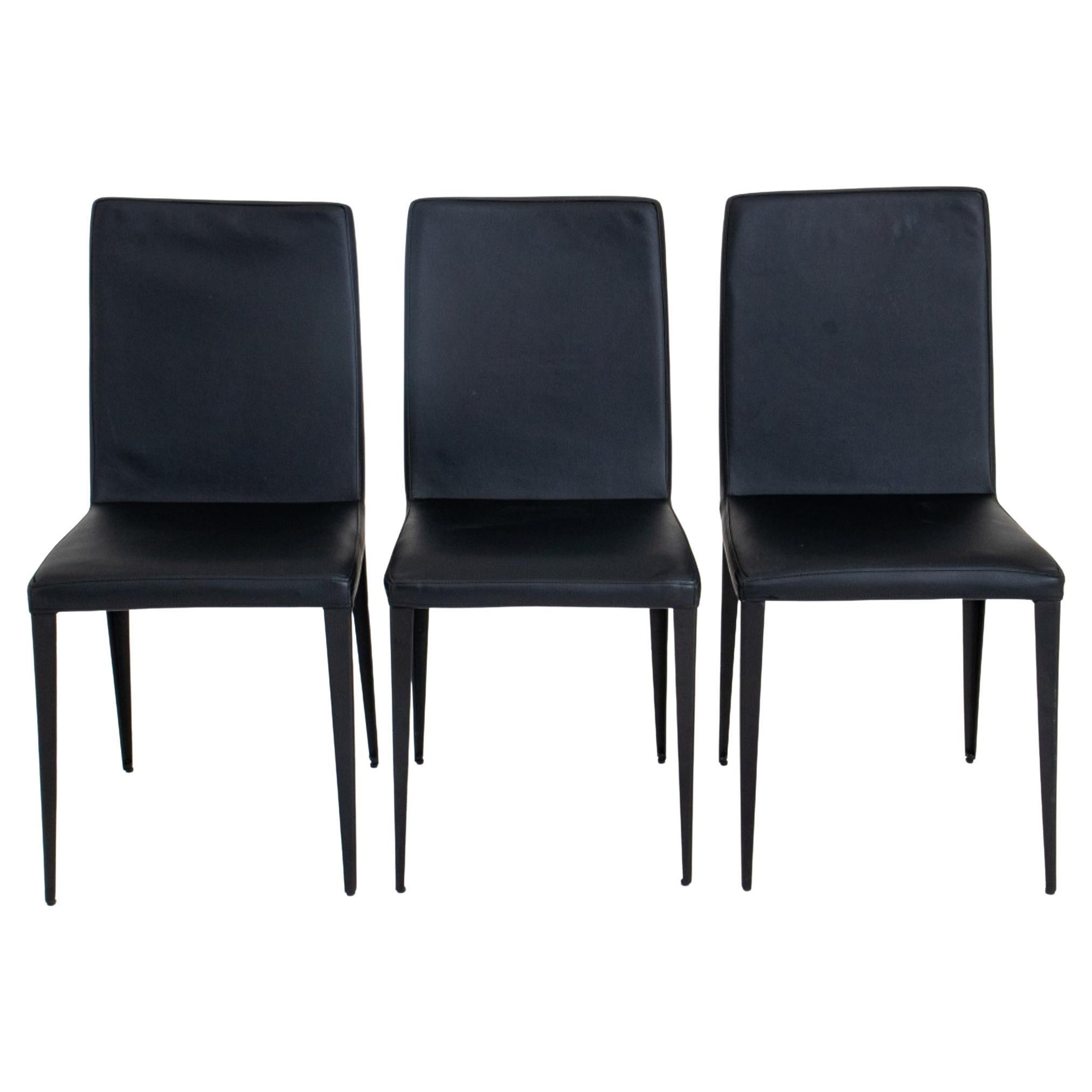 Italian Modern Style Black Dining/Side chairs, 3 For Sale