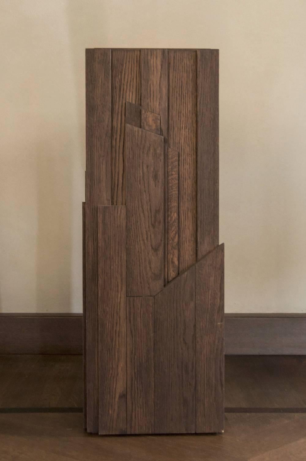 Italian Italy Hand-Carved Oak Wood Column For Sale