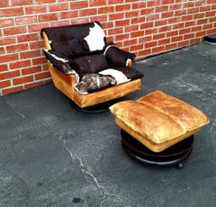 Chaises pivotantes italiennes modernes avec pouf pivotant