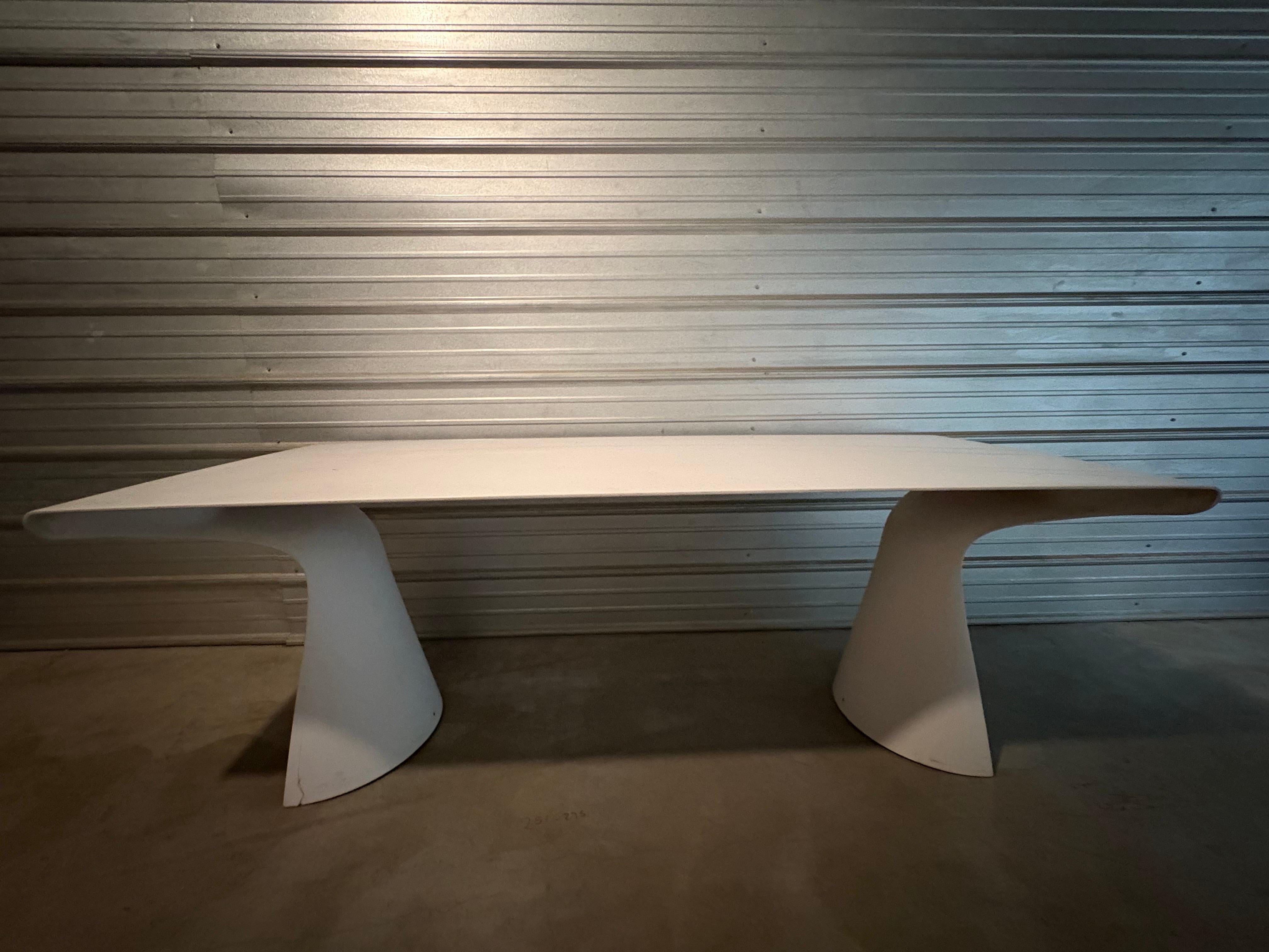 Italian Modern Table By Skitsch, Milan.
Offered is a  stunning Italian post modern dining table, console table or center table with scrolled ends. A most unusual rare design that's versatile enough to be used in a Post-Modern, Mid-Century or