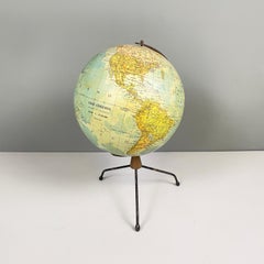 Italian modern Table globe map of the world in metal, 1960s