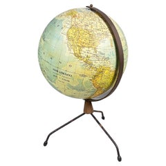Vintage Italian modern Table globe map of the world in metal, 1960s