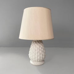 Italian modern table lamp ananas shape in white ceramic, 1970s