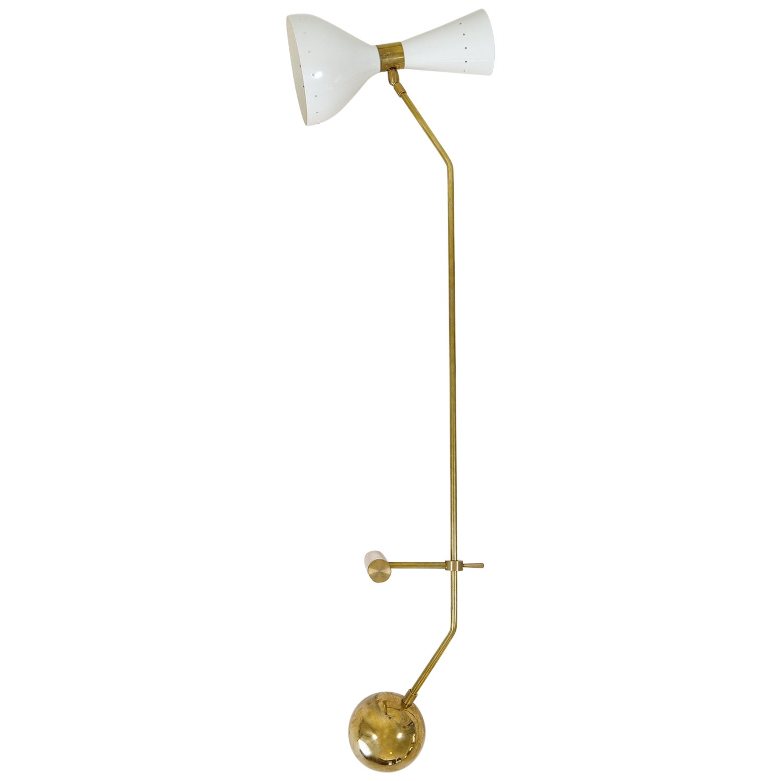 Lampada da tavolo moderna italiana in ottone e metallo, stile Stilnovo
