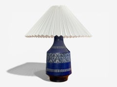 Italian Modern, Table Lamp, Cobalt Blue Ceramic, Italy, 1960s