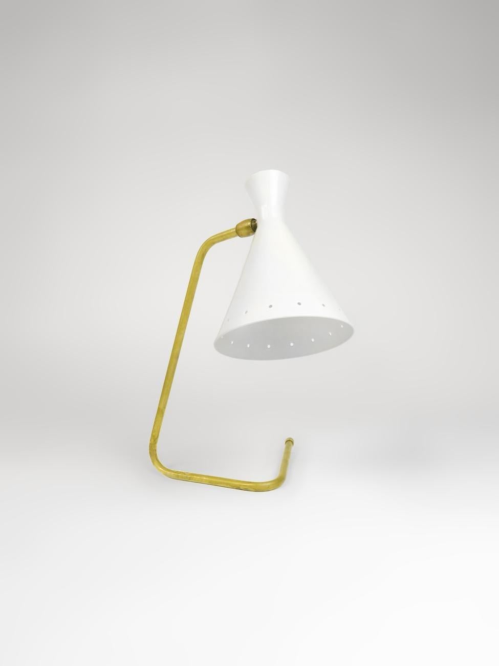 Mid-Century Modern Italian Modern Table Lamp in Brass and Enamel by Fabio Ltd For Sale
