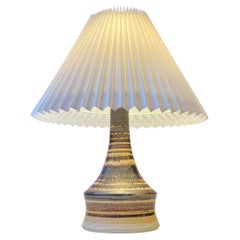 Italian Modern Table Lamp in Ceramic with Earthy Glaze Stripes, 1970s