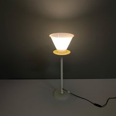 Italian modern table lamp in Murano glass and whit and yellow metal, 1980s