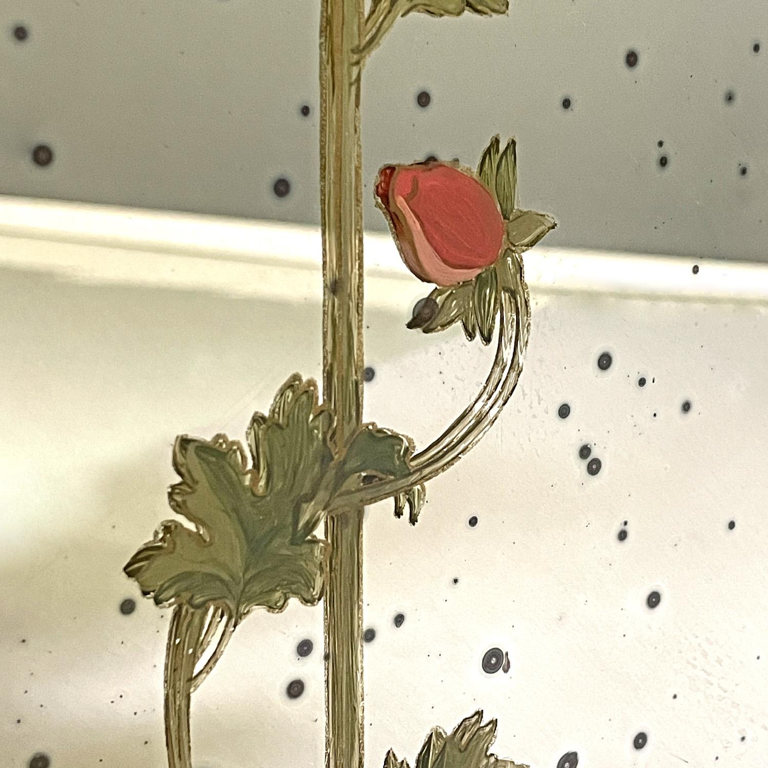Italian modern table lamp with mirrors and floral decorations, 1970s 9