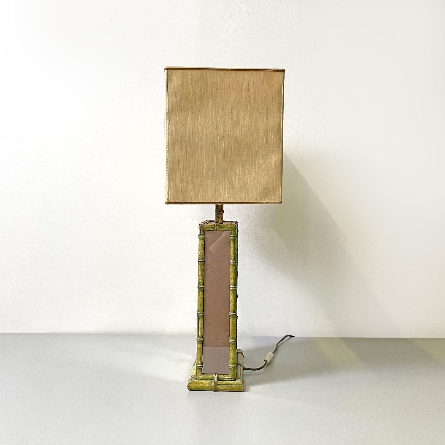 Italian modern table lamp with mirrors and floral decorations, 1970s 1