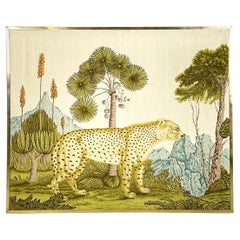 Italian Modern Tapestry on Silk Canvas with a Cheetah of Aloys Zötl, 1970s