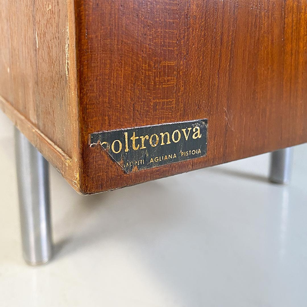 Italian Modern Teak and Metal Sideboard with Sliding Doors by Poltronova, 1970s For Sale 11