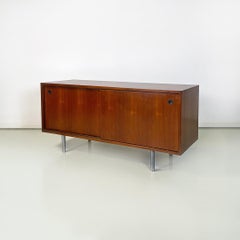 Italian Modern Teak and Metal Sideboard with Sliding Doors by Poltronova, 1970s