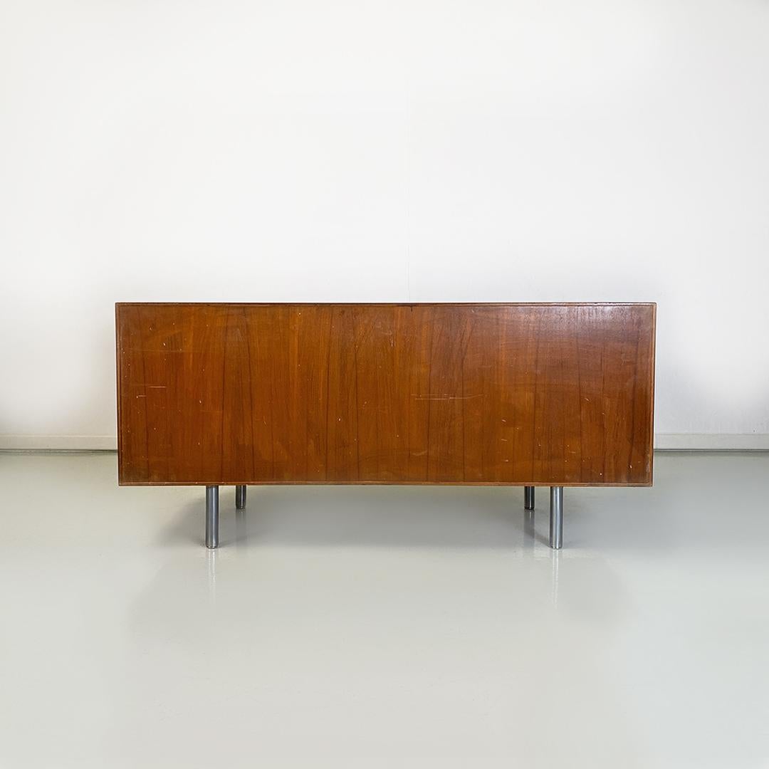Italian Modern Teak and Metal Sideboard with Sliding Doors by Poltronova, 1970s For Sale 2