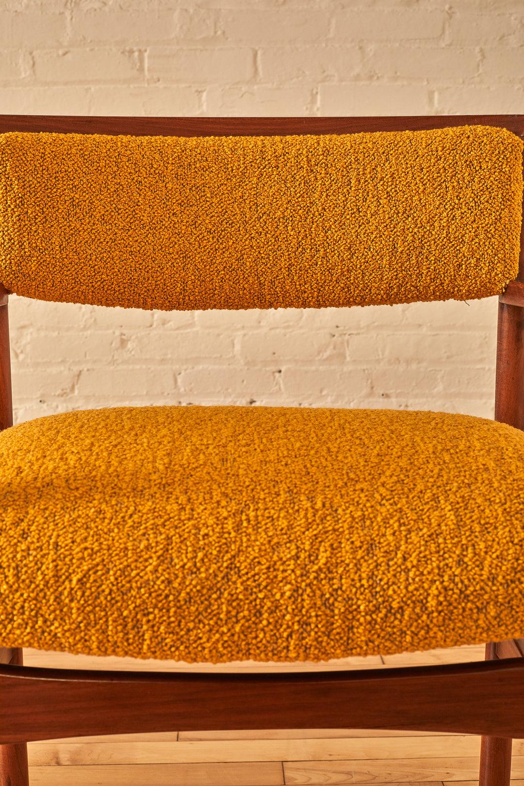 Bouclé Italian Modern Teak Dining Chairs