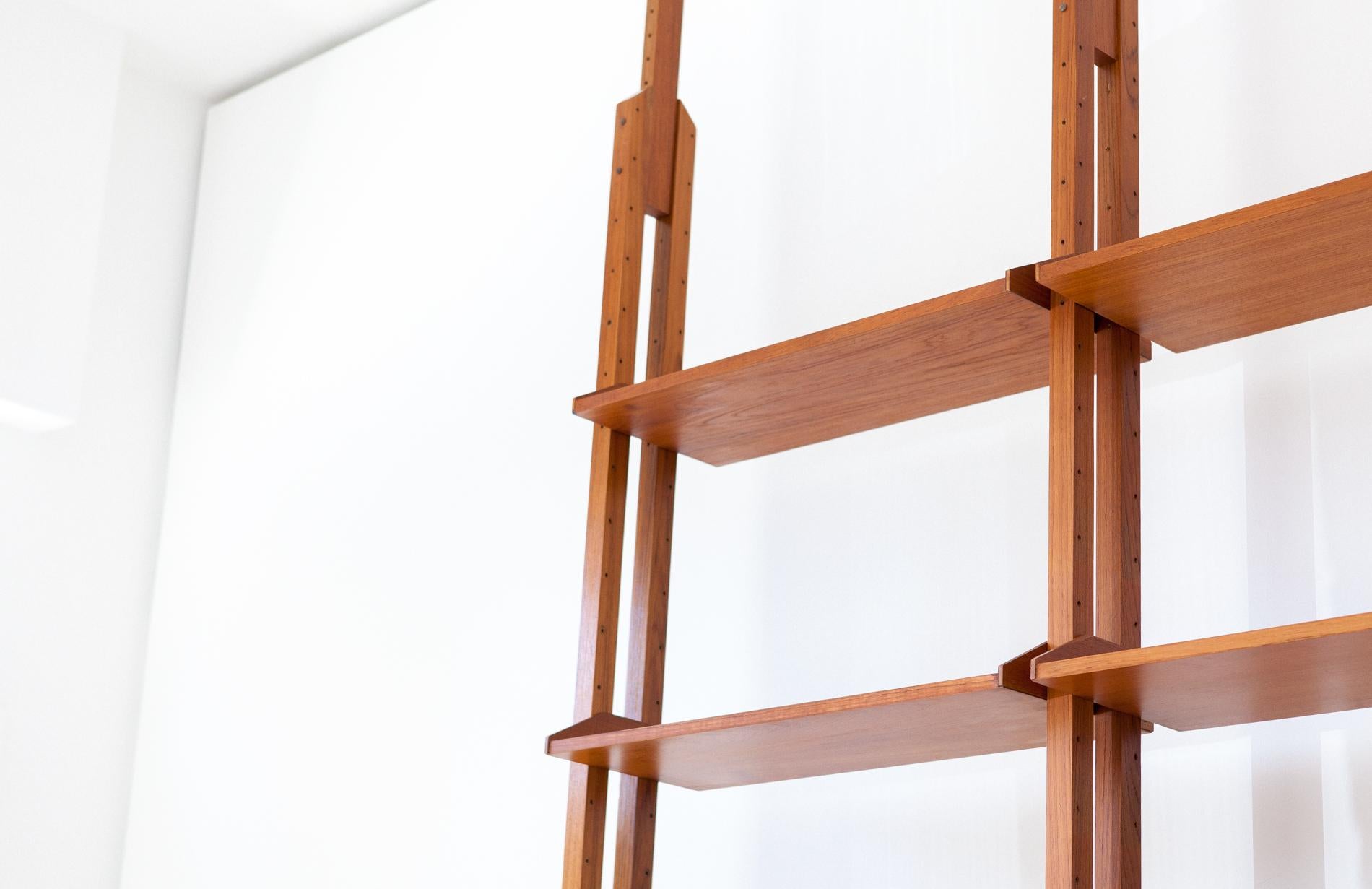 Italian Modern Teak  Floor to Ceiling Wall Unit, 1950s 7