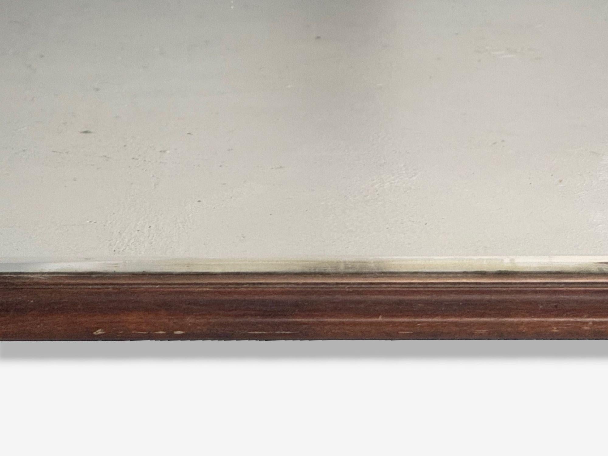 Espejo de pared moderno italiano, teca, cristal, latón, Italia, años 40 en venta 1