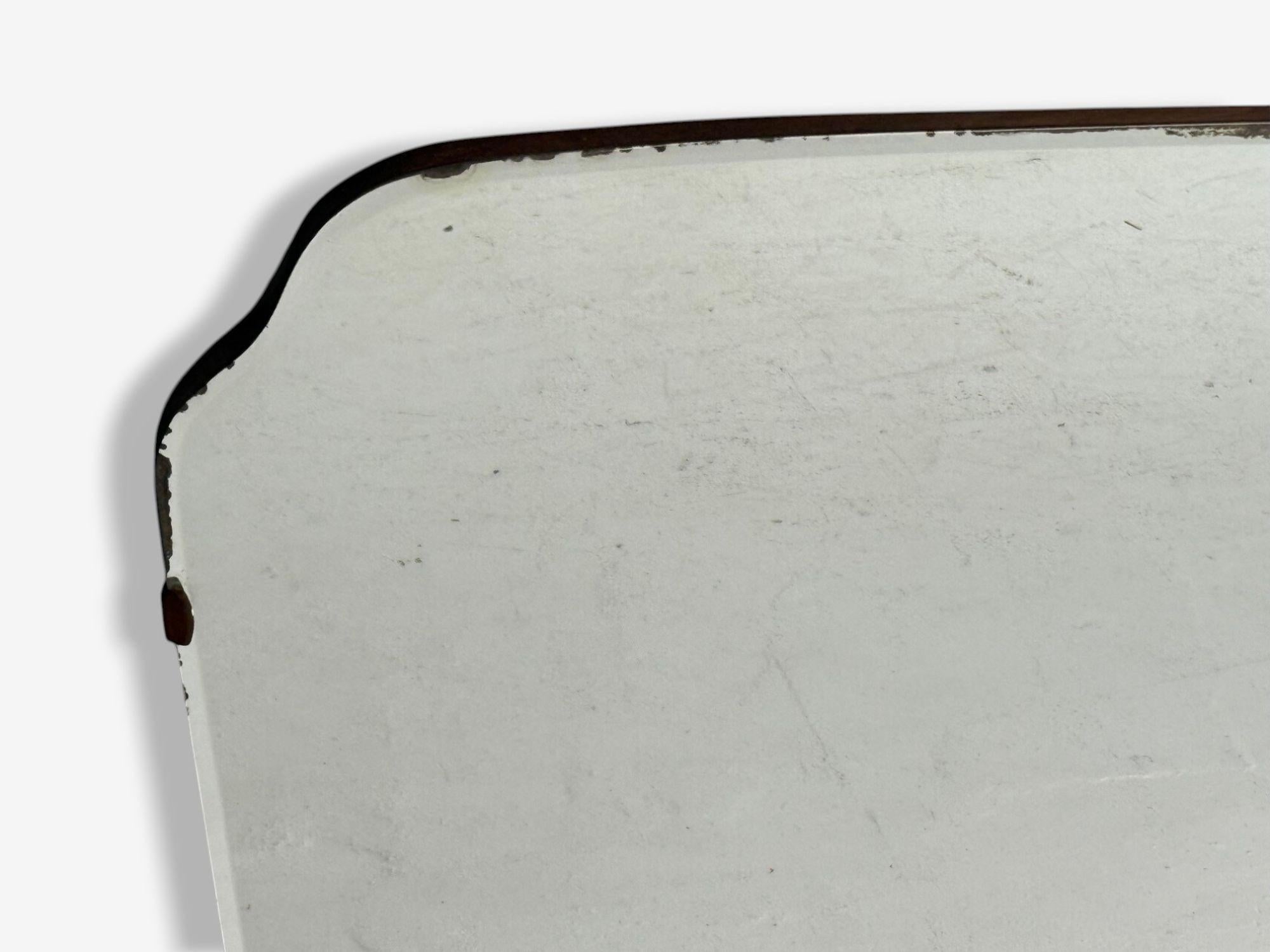 Espejo de pared moderno italiano, teca, cristal, latón, Italia, años 40 en venta 3