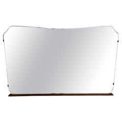 Espejo de pared moderno italiano, teca, cristal, latón, Italia, años 40