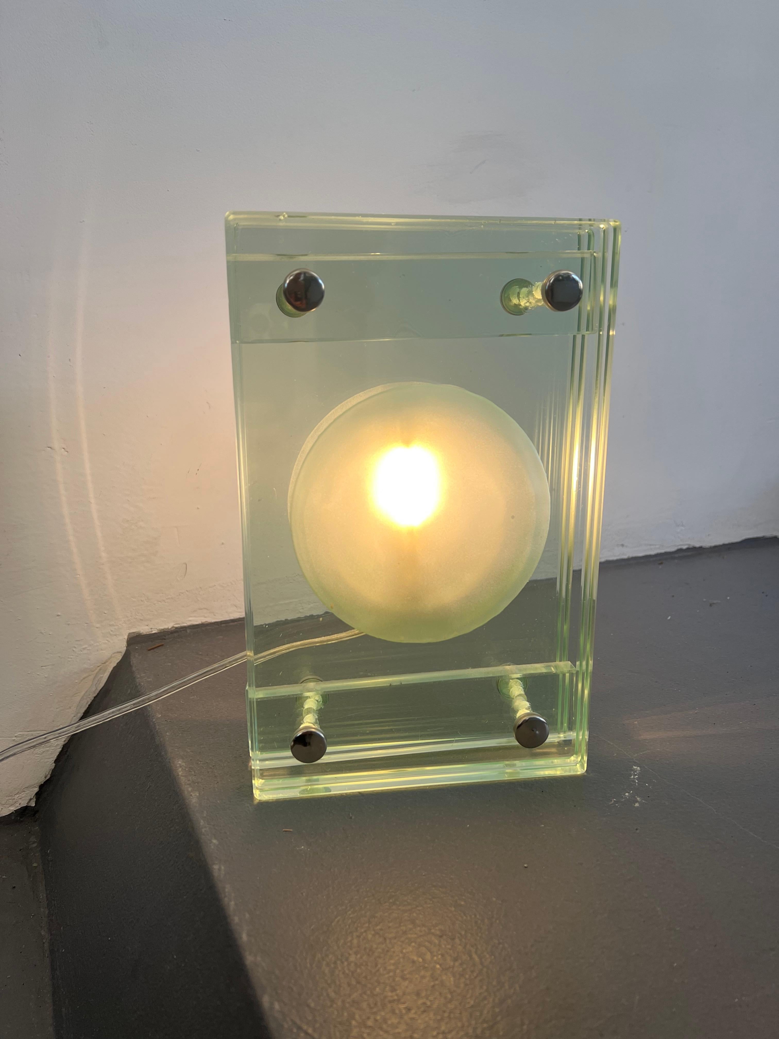 Italian Modern Thick Glass Table Lamp from 70s For Sale 6