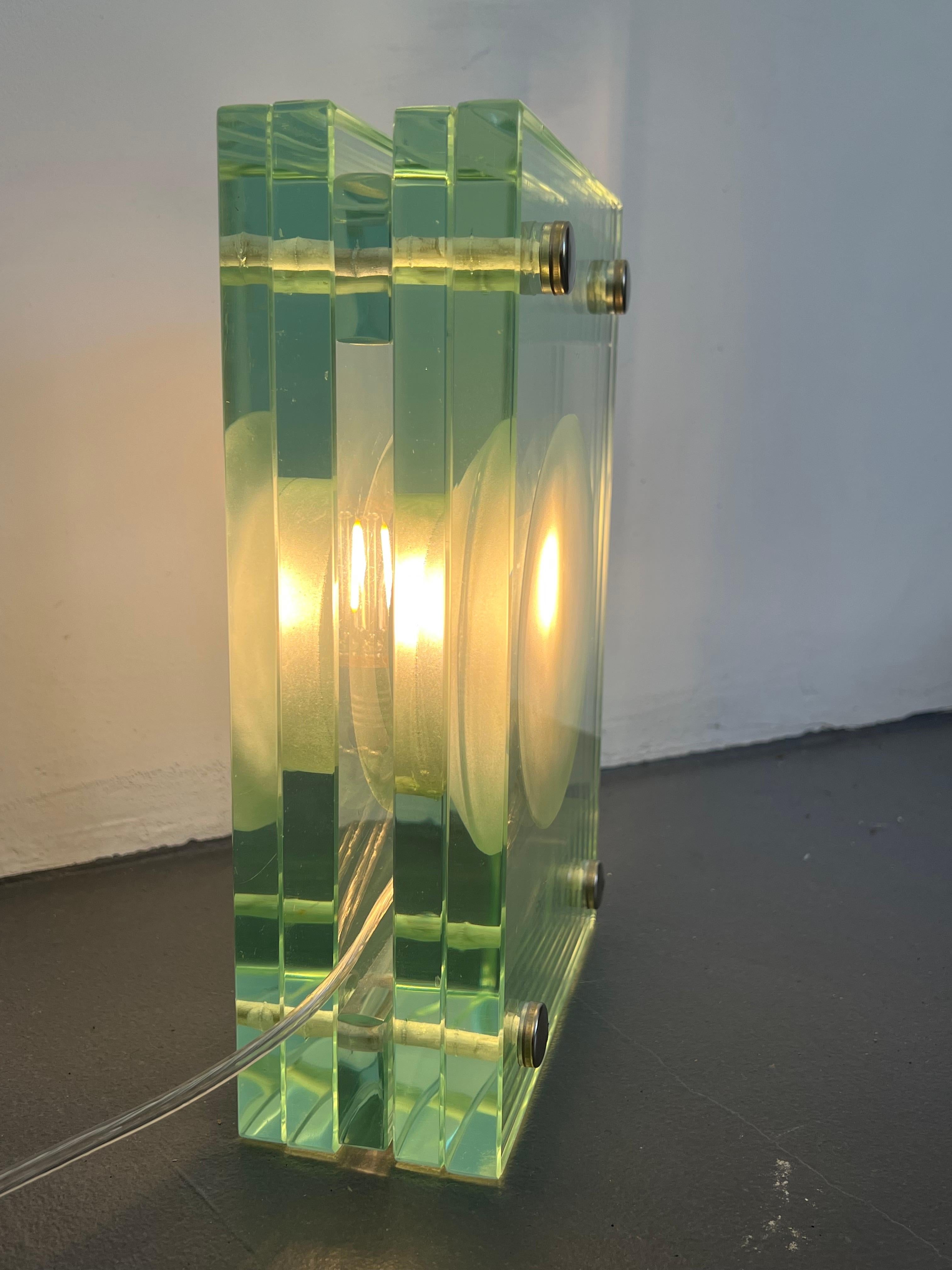 Italian Modern Thick Glass Table Lamp from 70s For Sale 8