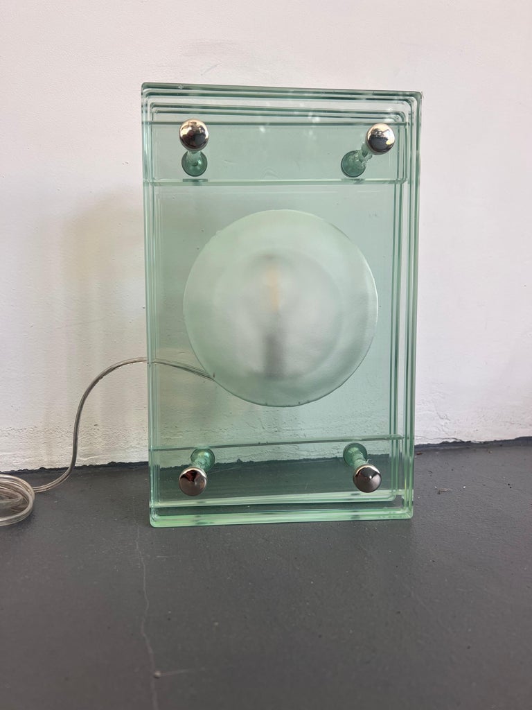 Italian Modern Thick Glass Table Lamp from 70s For Sale at 1stDibs