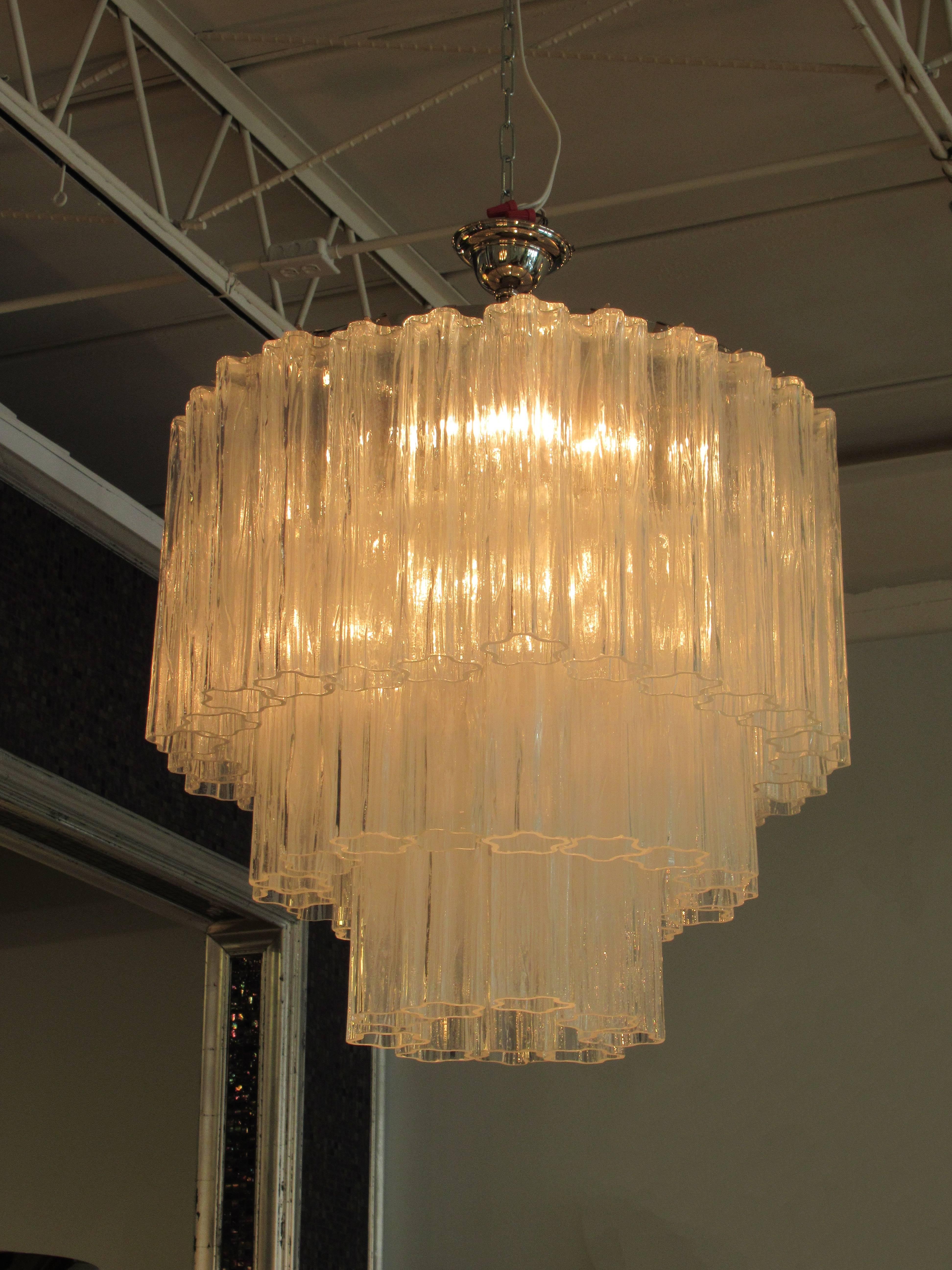 Italian Modern Three-Tier Tronchi Chandelier, Venini, 1960s 6