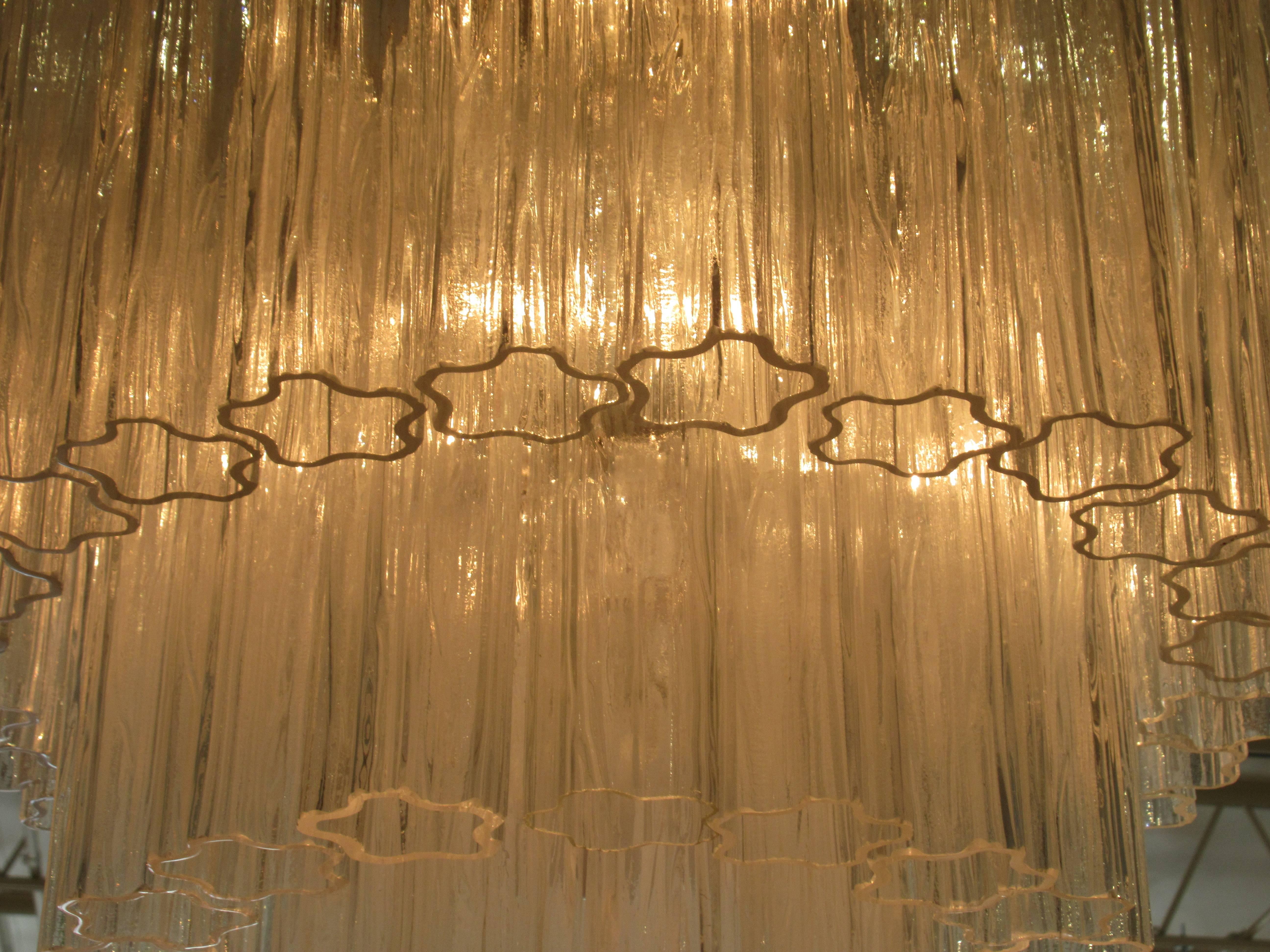 Italian Modern Three-Tier Tronchi Chandelier, Venini, 1960s 2