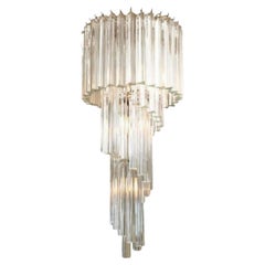 Italian Modern Tiered Prism Venini Nickel & Crystal Chandelier, 1960s