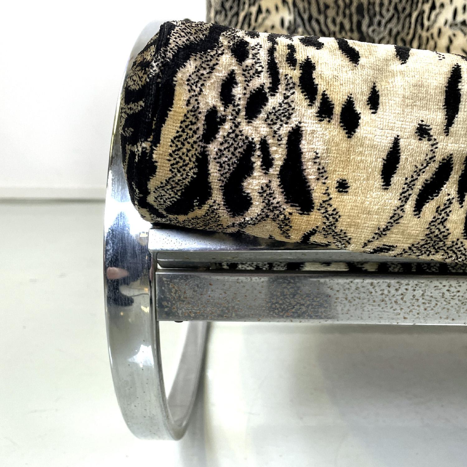 Italian modern tiger print rocking armchair Ellipse Renato Zevi for Selig, 1970s For Sale 8