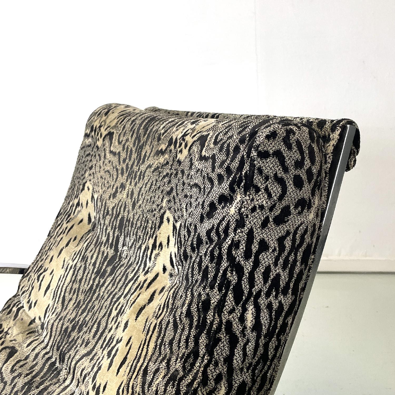Italian modern tiger print rocking armchair Ellipse Renato Zevi for Selig, 1970s For Sale 1