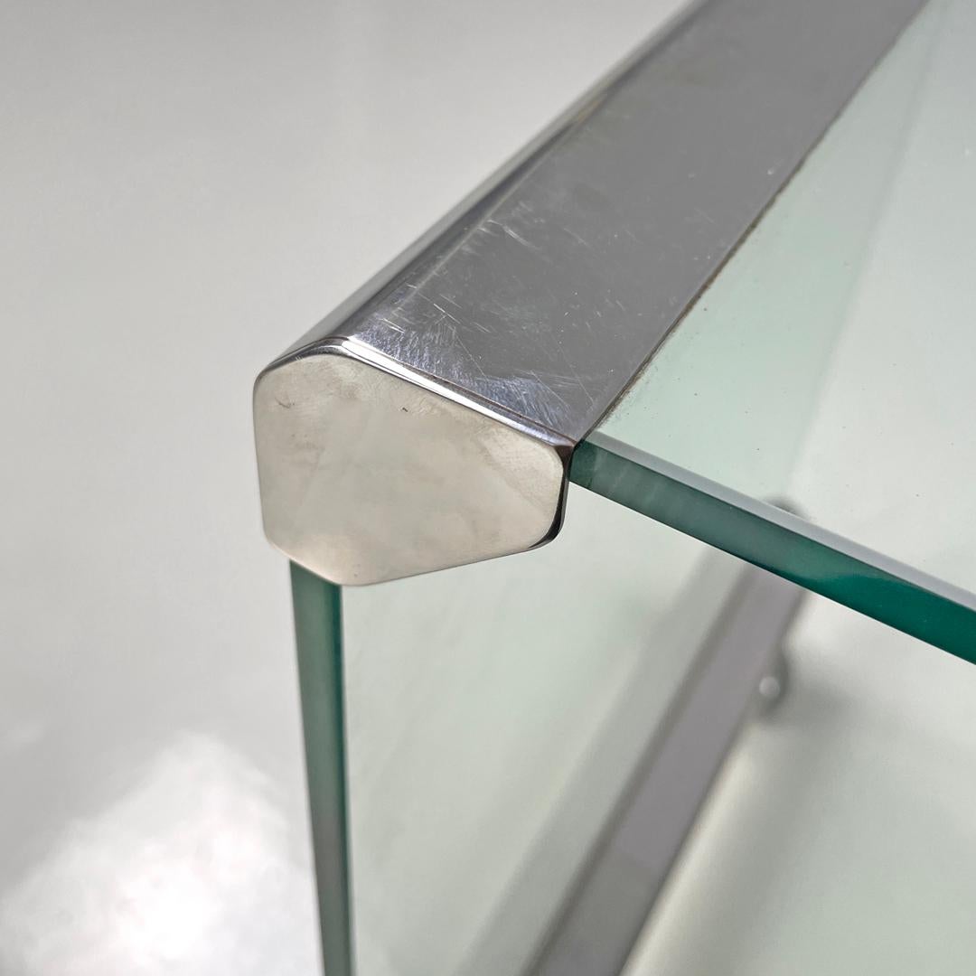 Italian modern transparent glass cart Pierangelo Gallotti Gallotti&Radice, 1980s 6