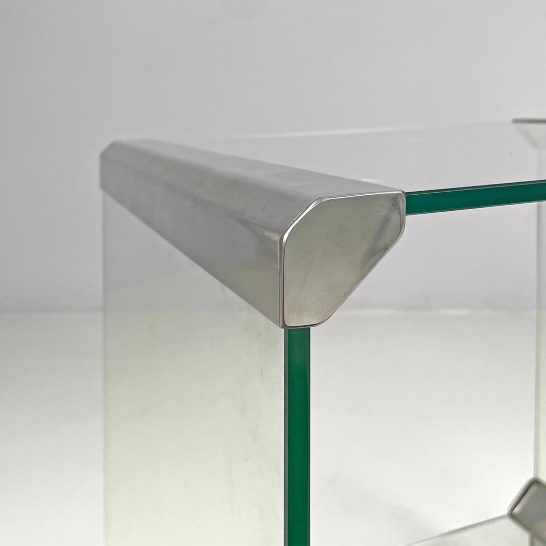 Italian modern transparent glass cart Pierangelo Gallotti Gallotti&Radice, 1980s 7