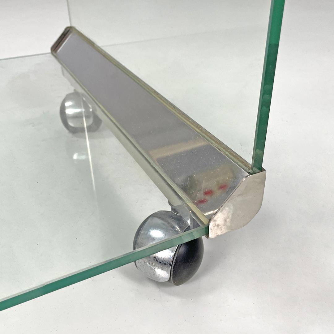 Italian modern transparent glass cart Pierangelo Gallotti Gallotti&Radice, 1980s 10