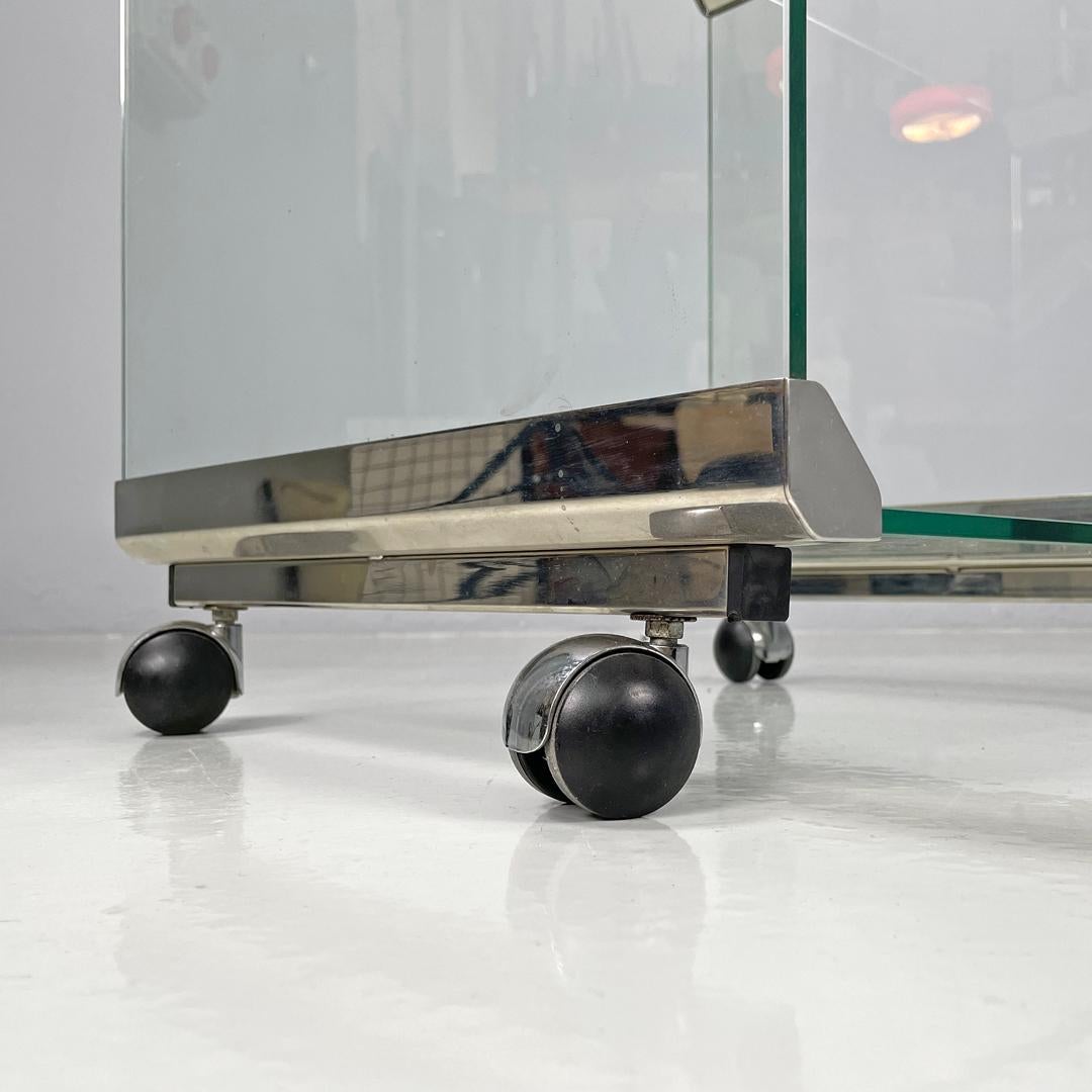 Italian modern transparent glass cart Pierangelo Gallotti Gallotti&Radice, 1980s 11