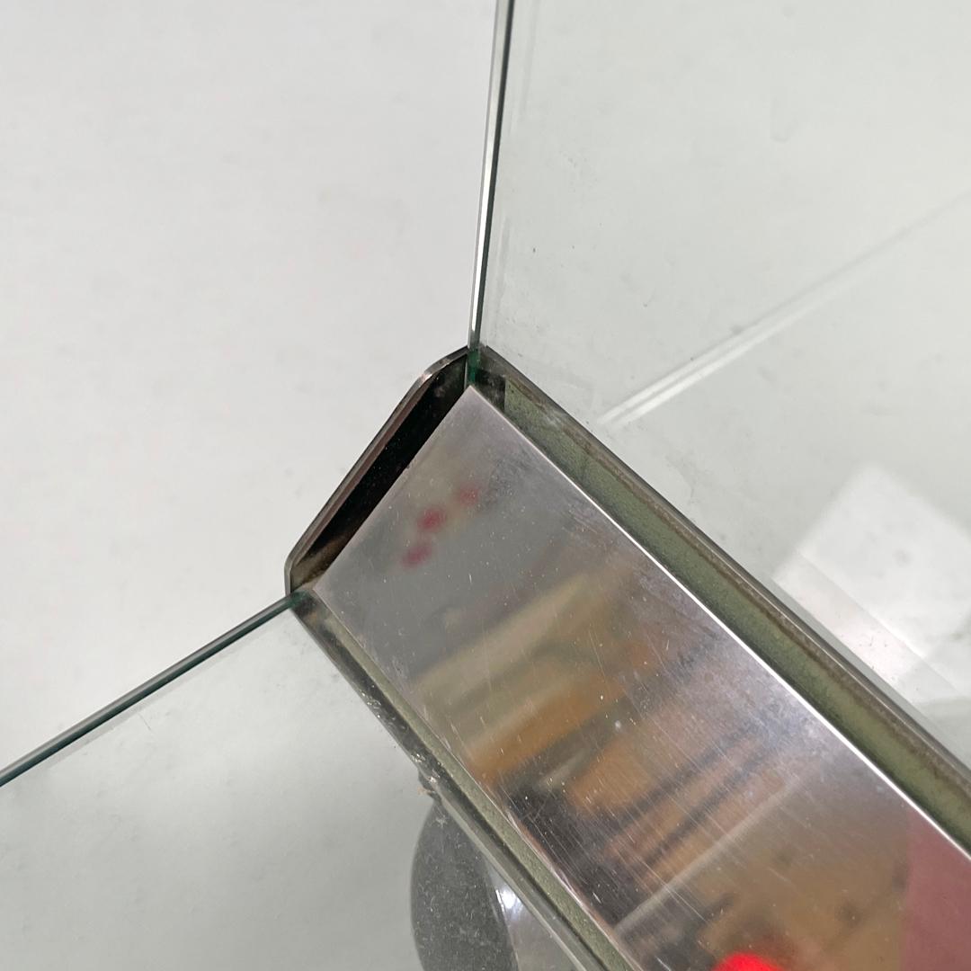 Italian modern transparent glass cart Pierangelo Gallotti Gallotti&Radice, 1980s 12