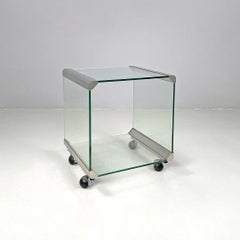 Italian modern transparent glass cart Pierangelo Gallotti Gallotti&Radice, 1980s