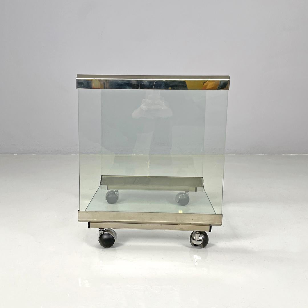 Modern Italian modern transparent glass cart Pierangelo Gallotti Gallotti&Radice, 1980s