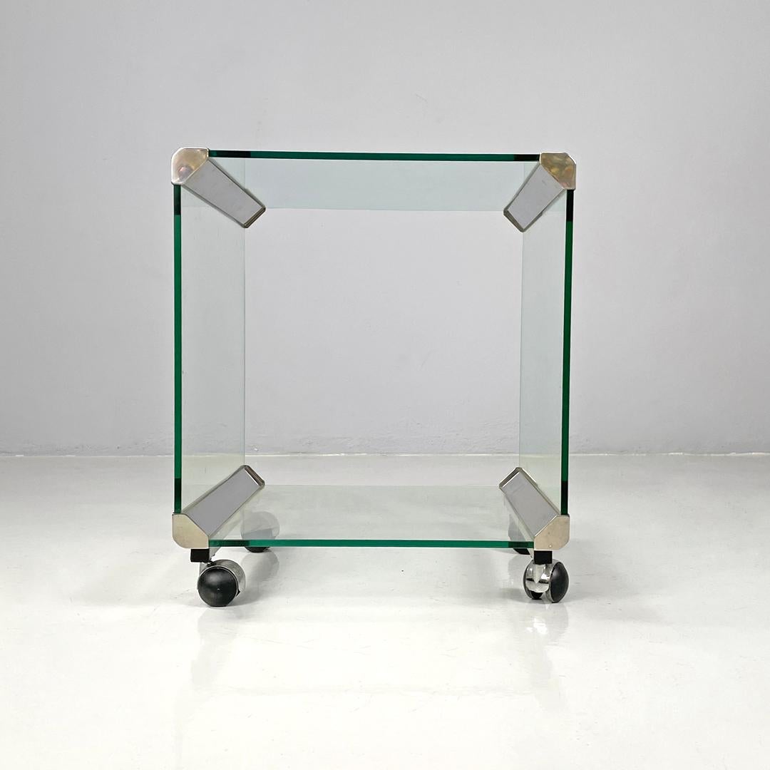 Late 20th Century Italian modern transparent glass cart Pierangelo Gallotti Gallotti&Radice, 1980s