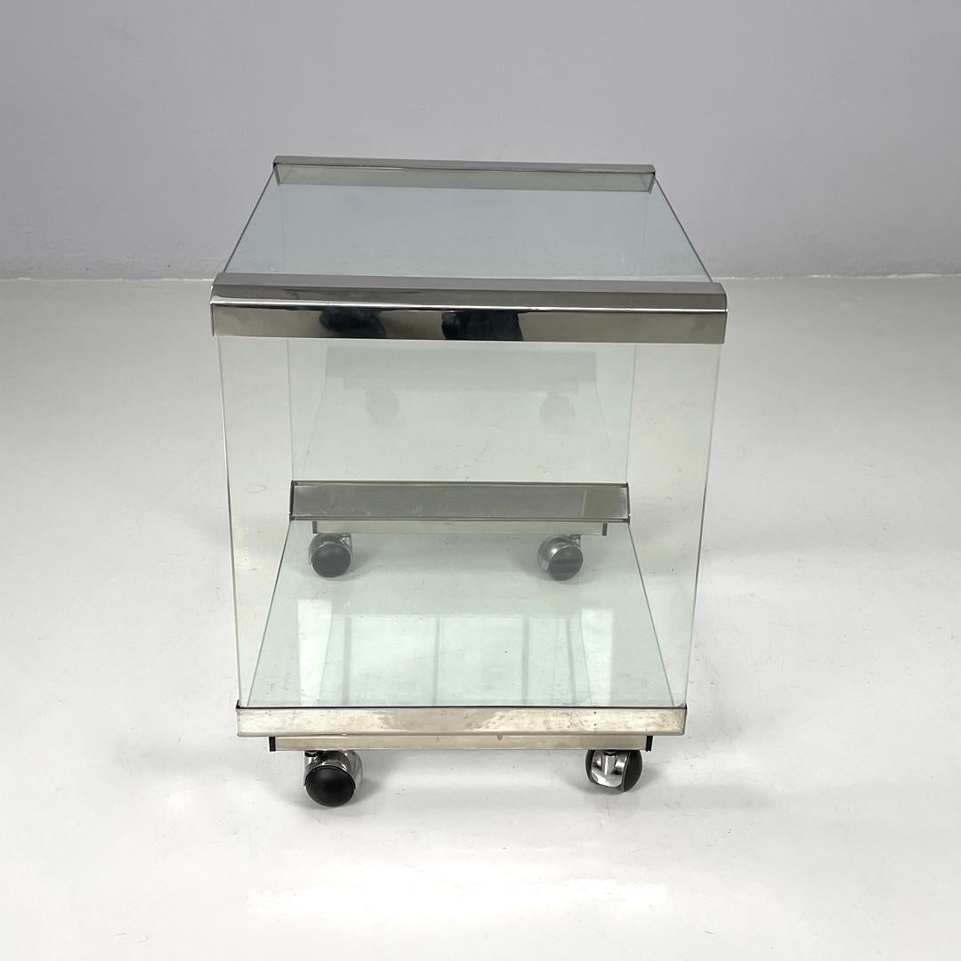 Metal Italian modern transparent glass cart Pierangelo Gallotti Gallotti&Radice, 1980s