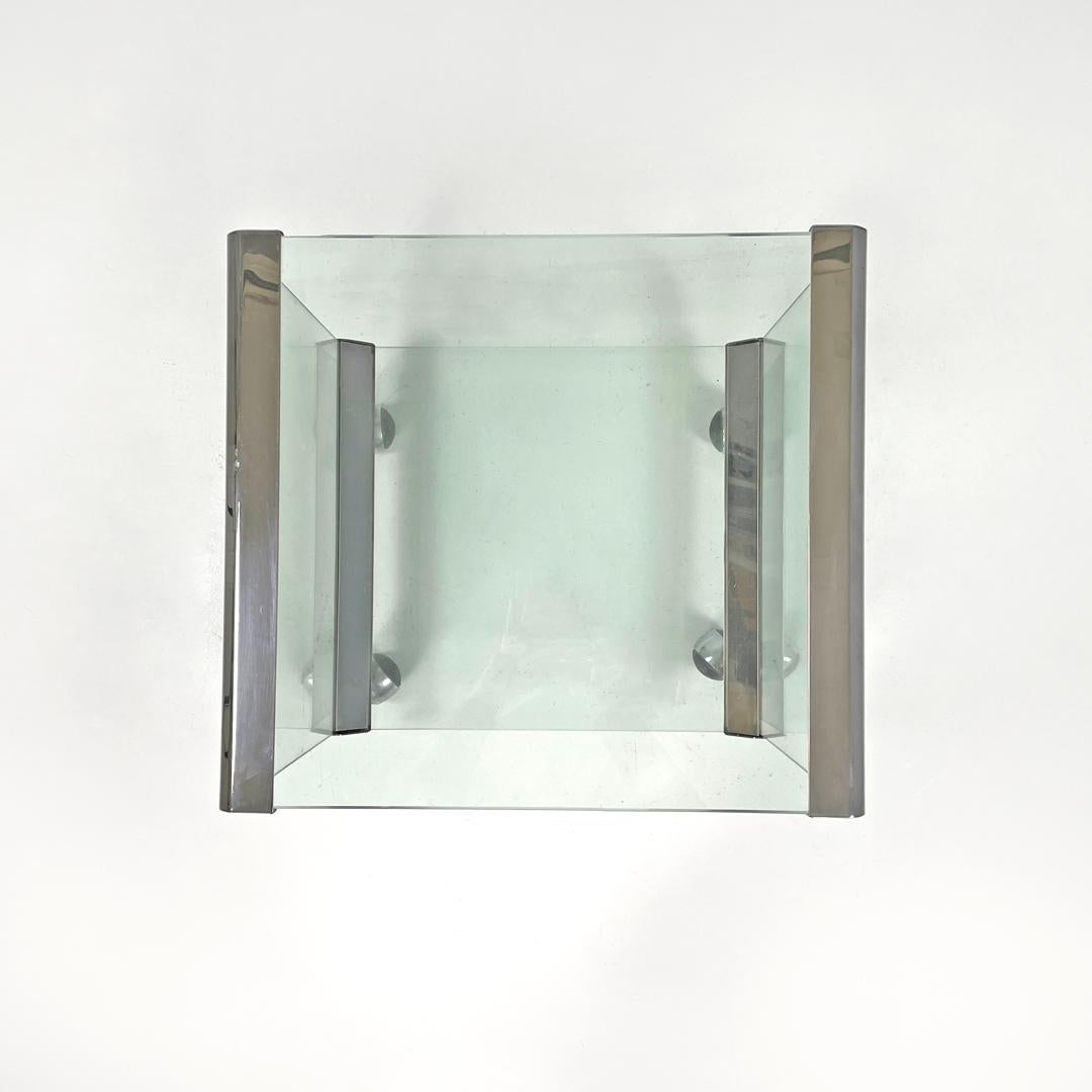 Italian modern transparent glass cart Pierangelo Gallotti Gallotti&Radice, 1980s 1