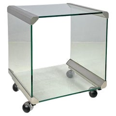 Italian modern transparent glass cart Pierangelo Gallotti Gallotti&Radice, 1980s