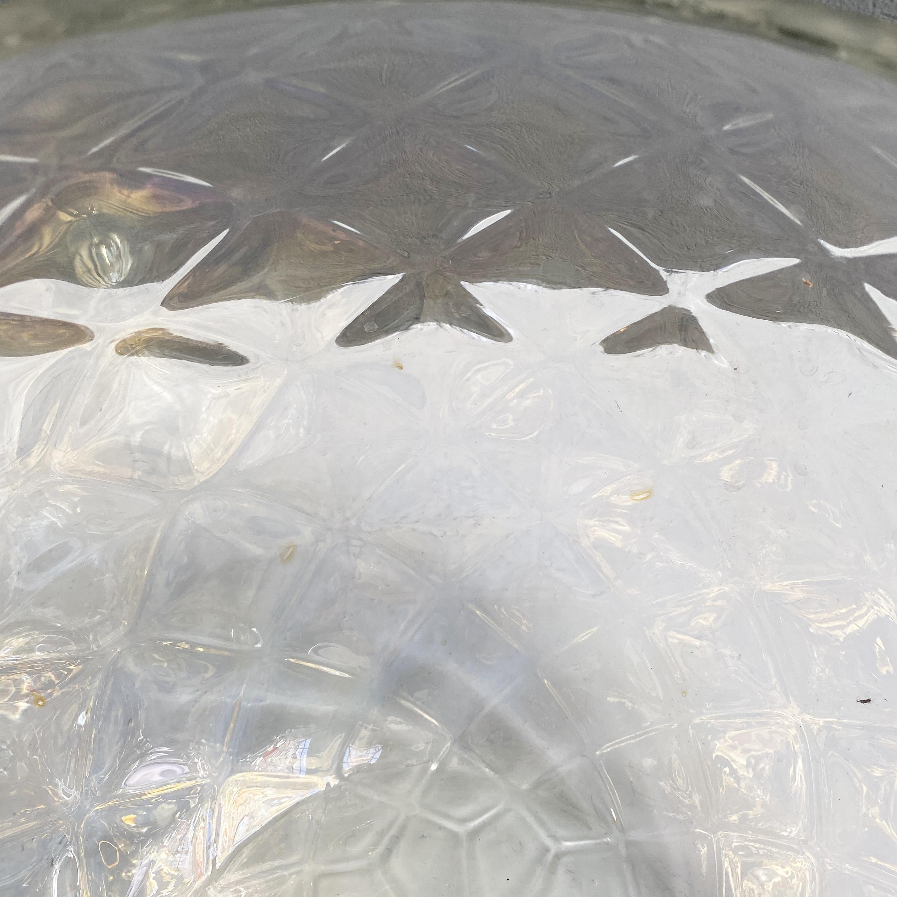 Italian Modern Transparent Spherical Glass Vase with Rhomboidal Motifs, 1980s For Sale 5