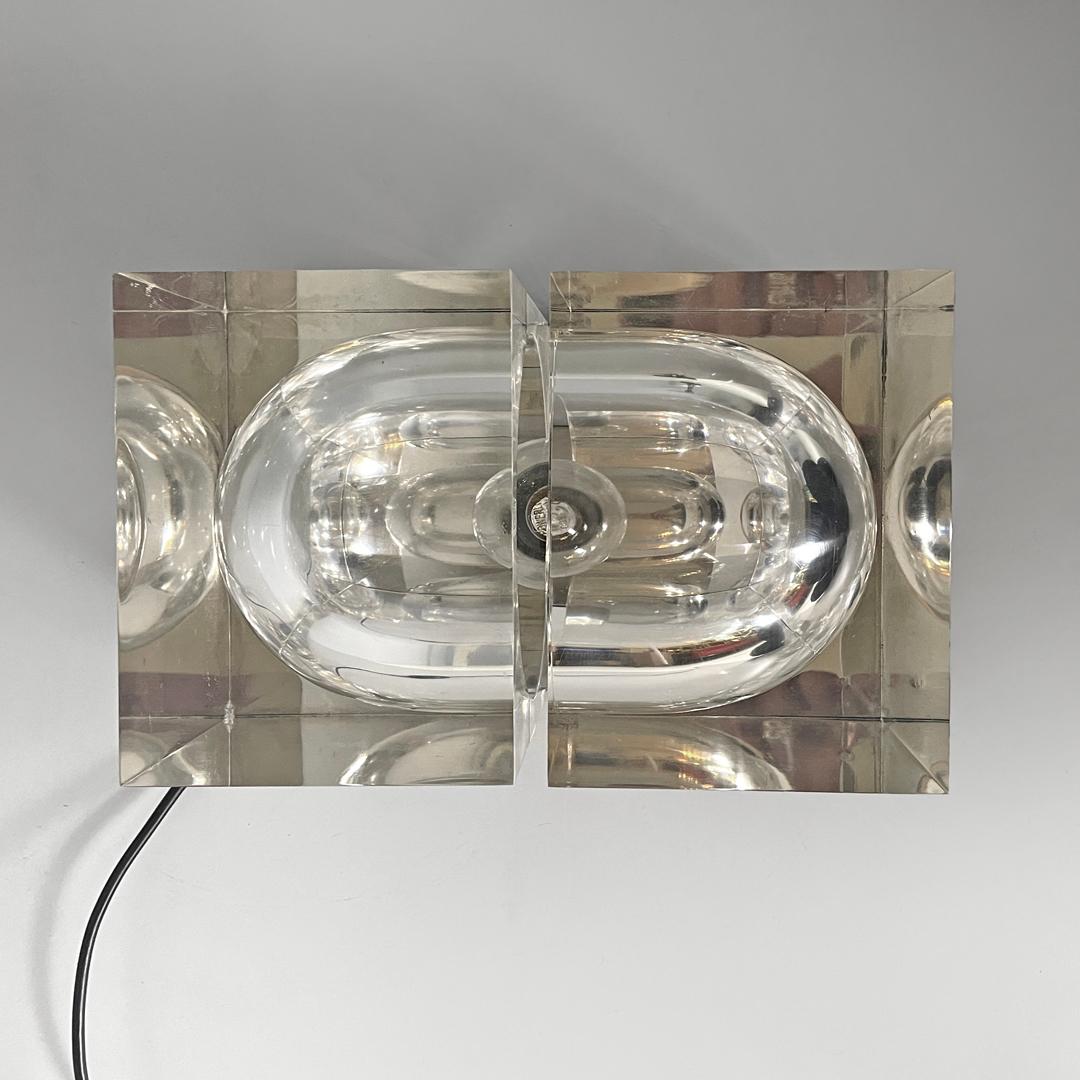Moderne italienische rechteckige moderne, trasparente Plexiglas-Tischlampe, 1970er Jahre im Angebot 4