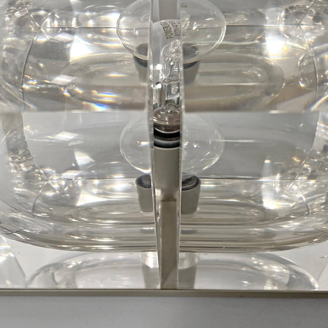 Moderne italienische rechteckige moderne, trasparente Plexiglas-Tischlampe, 1970er Jahre im Angebot 7