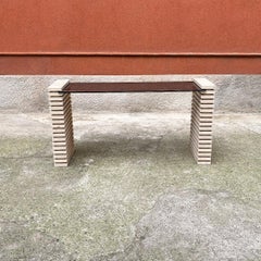 Italian Modern Travertine and Adjustable Smoked Glass Consolle, 1970s