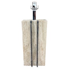 Italian Modern Travertine And Chrome Lamp By Romeo Rega