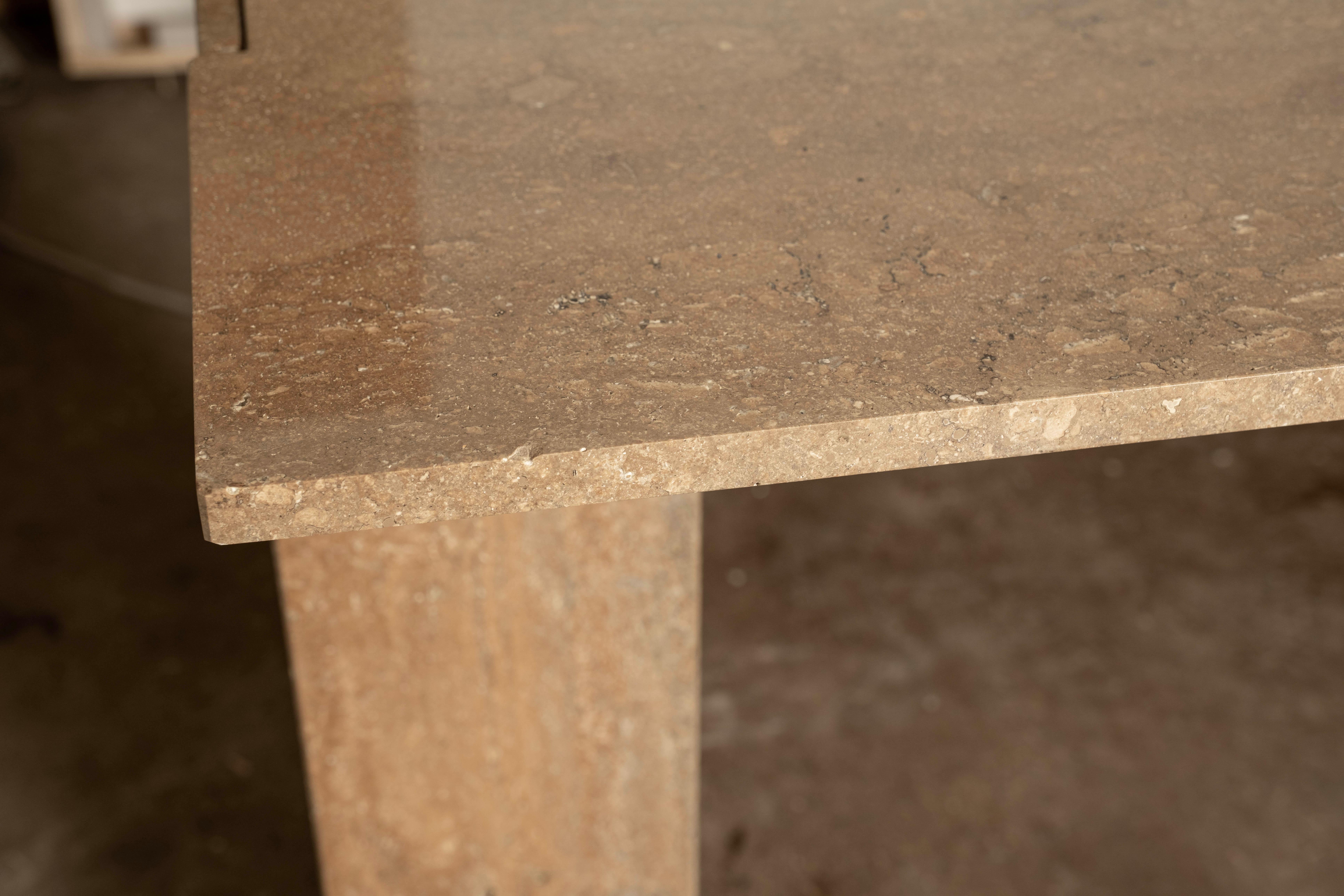 Late 20th Century Italian Modern Travertine Center Table or Desk Designed by Angelo Mangiarotti For Sale
